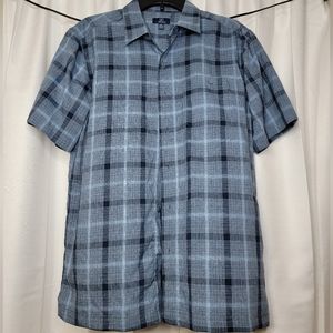 Blue plaid George short sleeve button up